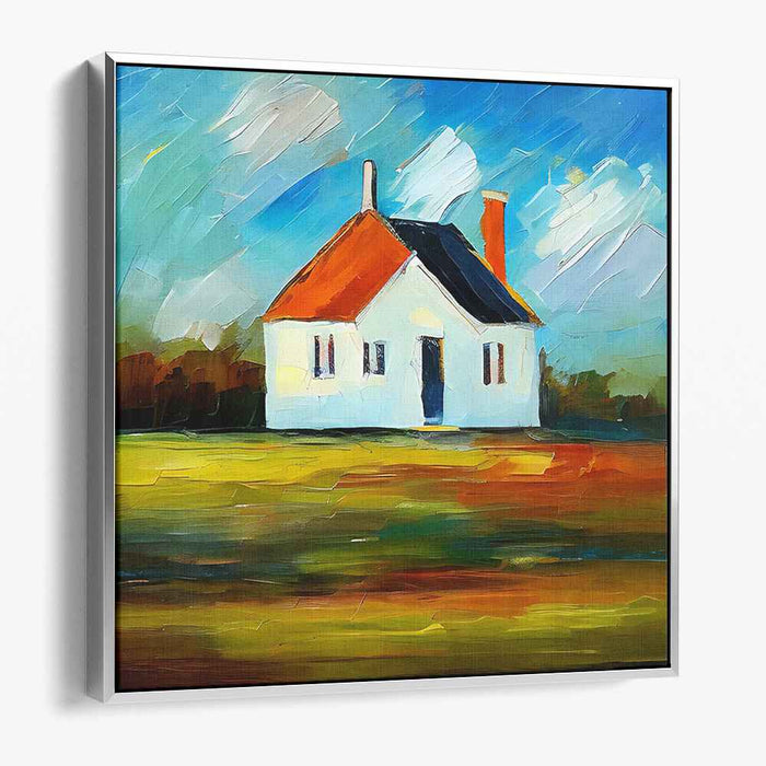 Impressionist Harvest Retreat: Post-Impressionist Homestead Canvas Art Print