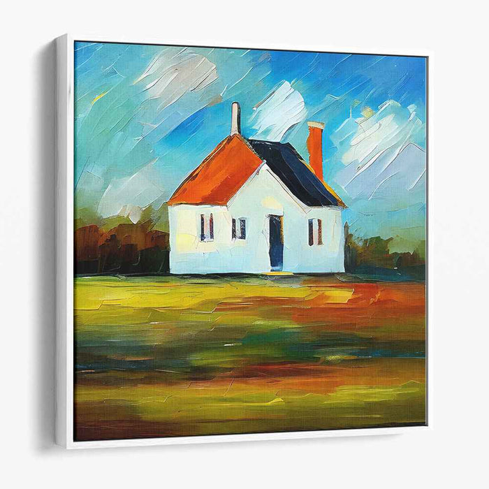 Impressionist Harvest Retreat: Post-Impressionist Homestead Canvas Art Print