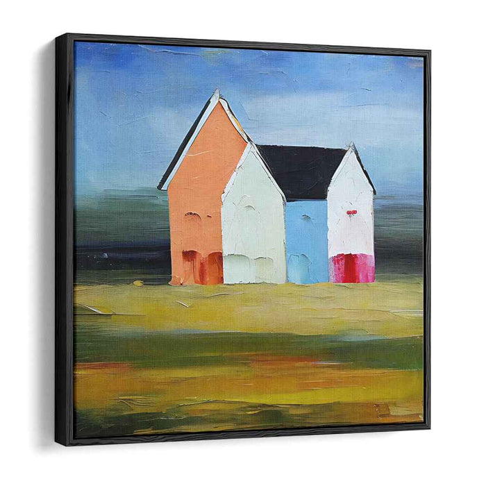 Seaside Pastel Shacks: Impressionist Beach Hut Canvas Art