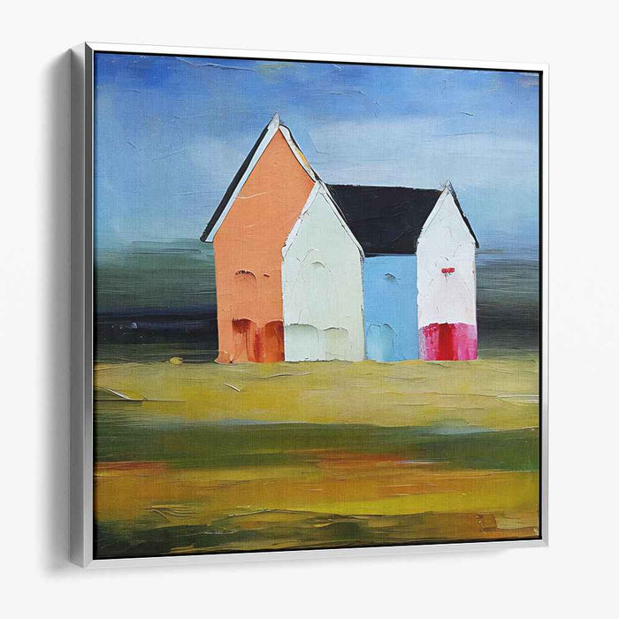 Seaside Pastel Shacks: Impressionist Beach Hut Canvas Art