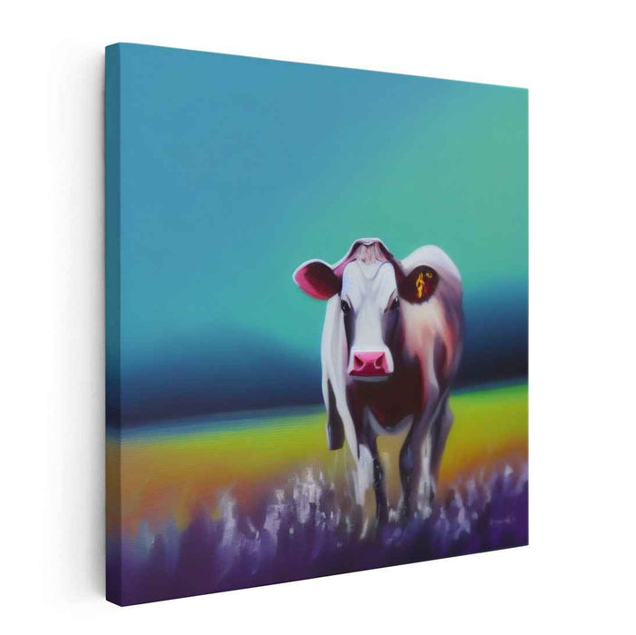 Whimsical Pastures: Surreal Cow Canvas Art Print