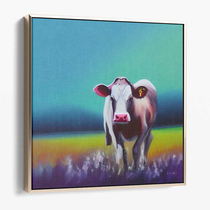 Whimsical Pastures: Surreal Cow Canvas Art Print