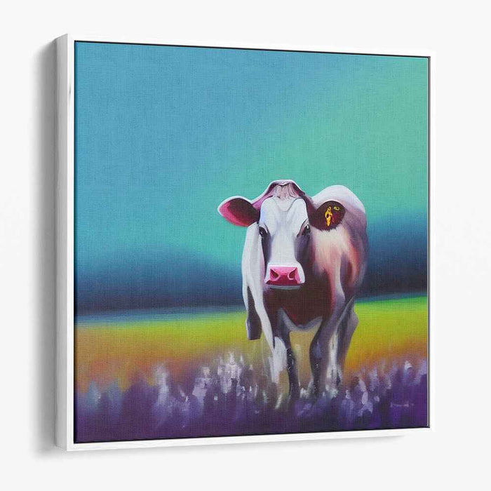 Whimsical Pastures: Surreal Cow Canvas Art Print