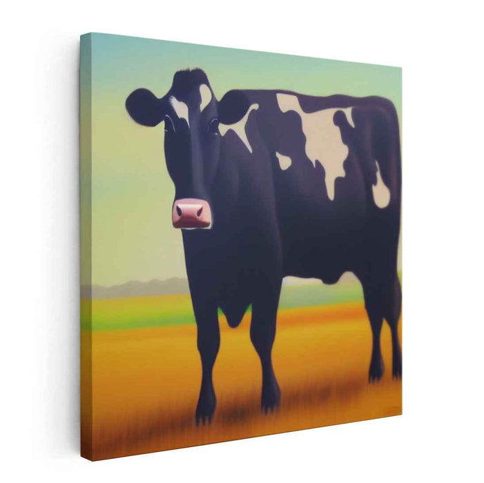 Monochrome Bovine Beauty: Realistic Black and White Cow Canvas Art Print