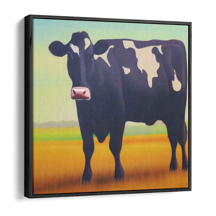 Monochrome Bovine Beauty: Realistic Black and White Cow Canvas Art Print