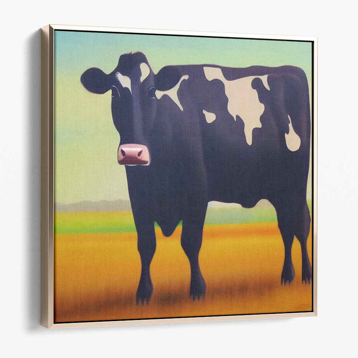 Monochrome Bovine Beauty: Realistic Black and White Cow Canvas Art Print