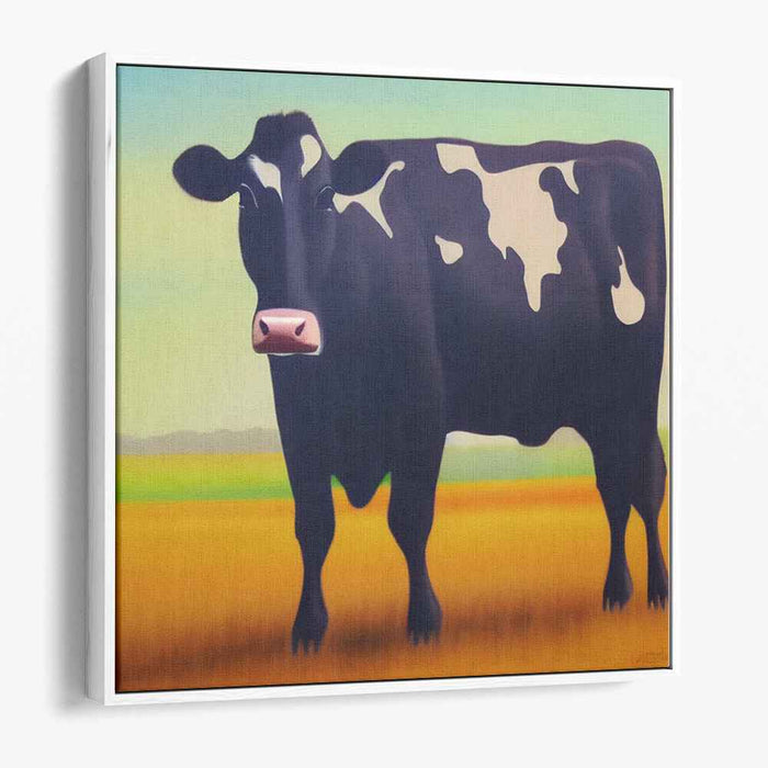 Monochrome Bovine Beauty: Realistic Black and White Cow Canvas Art Print