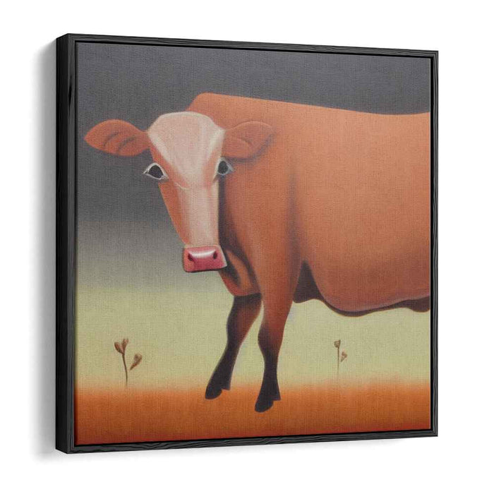 Serene Pastures: Minimalist Cow Canvas Art Print