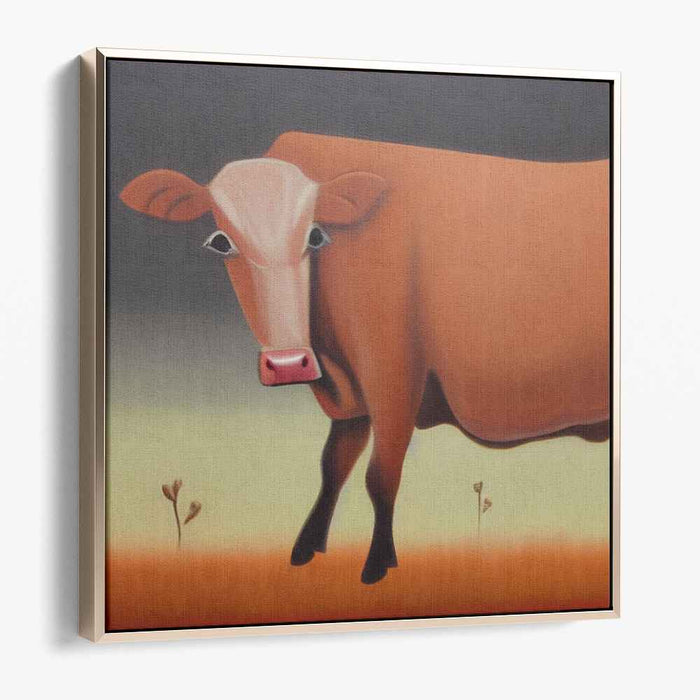 Serene Pastures: Minimalist Cow Canvas Art Print