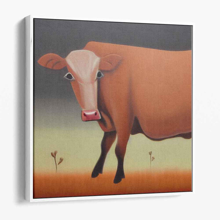 Serene Pastures: Minimalist Cow Canvas Art Print