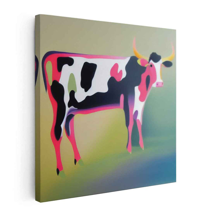 Playful Pastures: Vibrant Cow Canvas Art Print