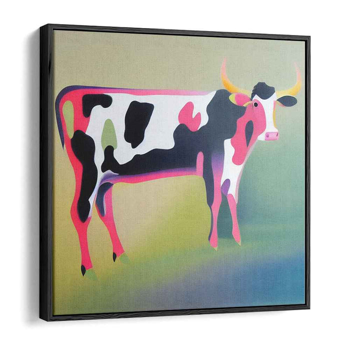 Playful Pastures: Vibrant Cow Canvas Art Print