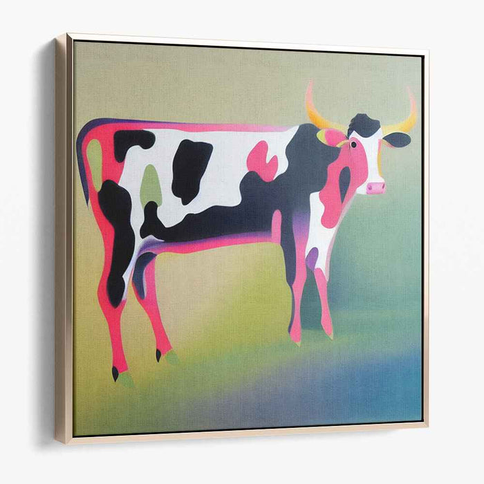 Playful Pastures: Vibrant Cow Canvas Art Print