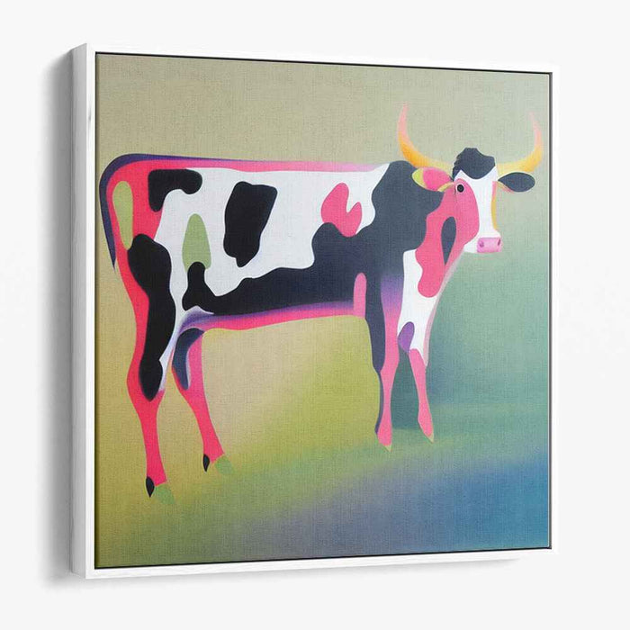 Playful Pastures: Vibrant Cow Canvas Art Print