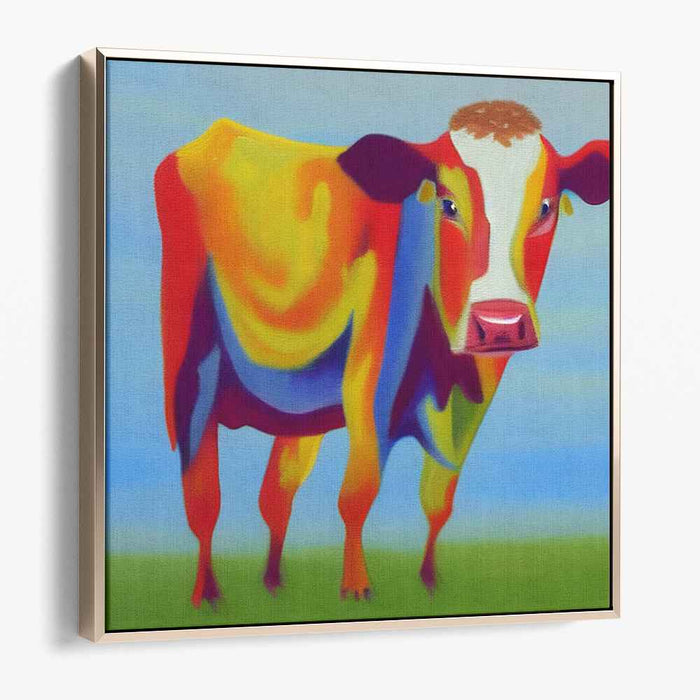 Moo-licious Color Splash: Vibrant Cow Portrait Canvas Art