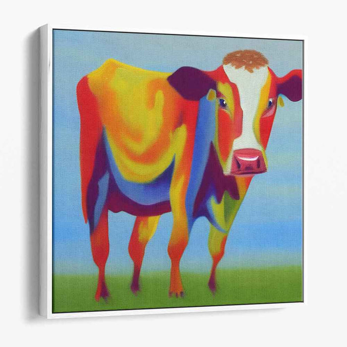 Moo-licious Color Splash: Vibrant Cow Portrait Canvas Art