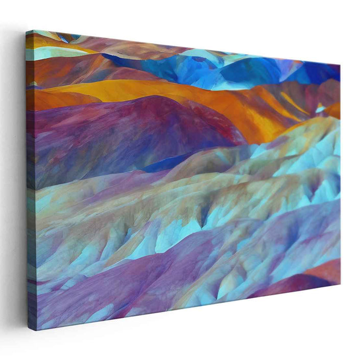 Colorful Terrain: Abstract Geometric Mountainscape Canvas Art
