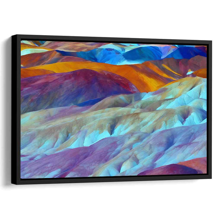 Colorful Terrain: Abstract Geometric Mountainscape Canvas Art