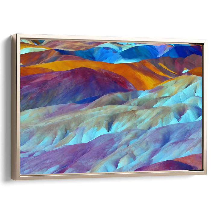 Colorful Terrain: Abstract Geometric Mountainscape Canvas Art