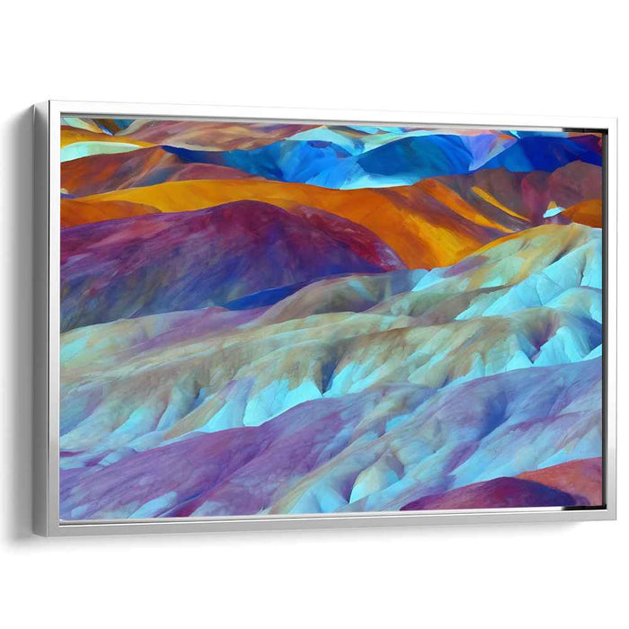 Colorful Terrain: Abstract Geometric Mountainscape Canvas Art