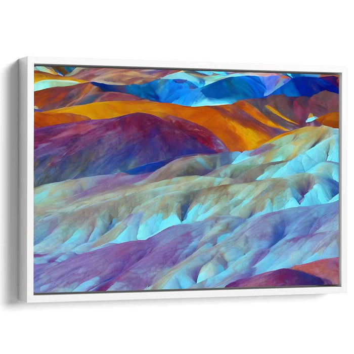 Colorful Terrain: Abstract Geometric Mountainscape Canvas Art