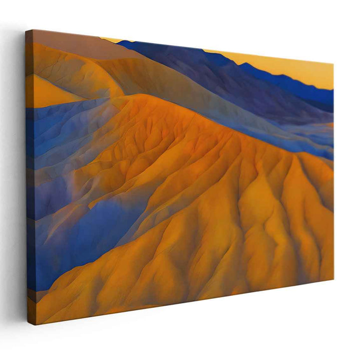 Vivid Horizon Glow: Sunset Over Vibrant Hills Landscape Canvas Art Print