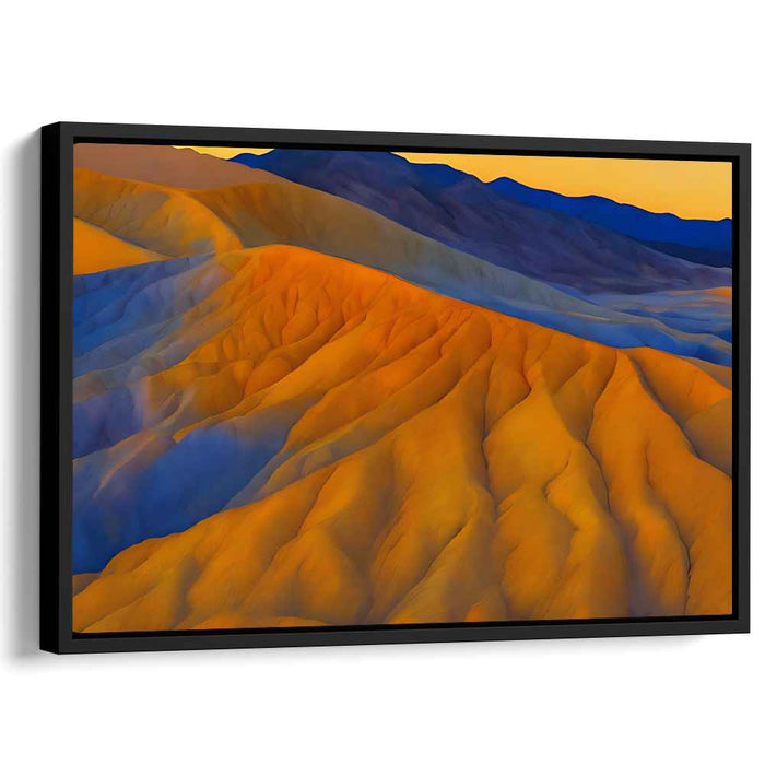 Vivid Horizon Glow: Sunset Over Vibrant Hills Landscape Canvas Art Print