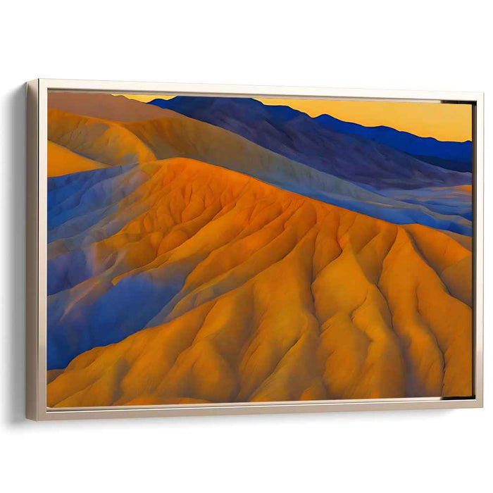Vivid Horizon Glow: Sunset Over Vibrant Hills Landscape Canvas Art Print