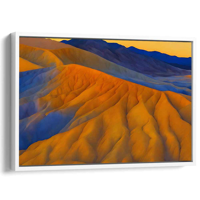 Vivid Horizon Glow: Sunset Over Vibrant Hills Landscape Canvas Art Print