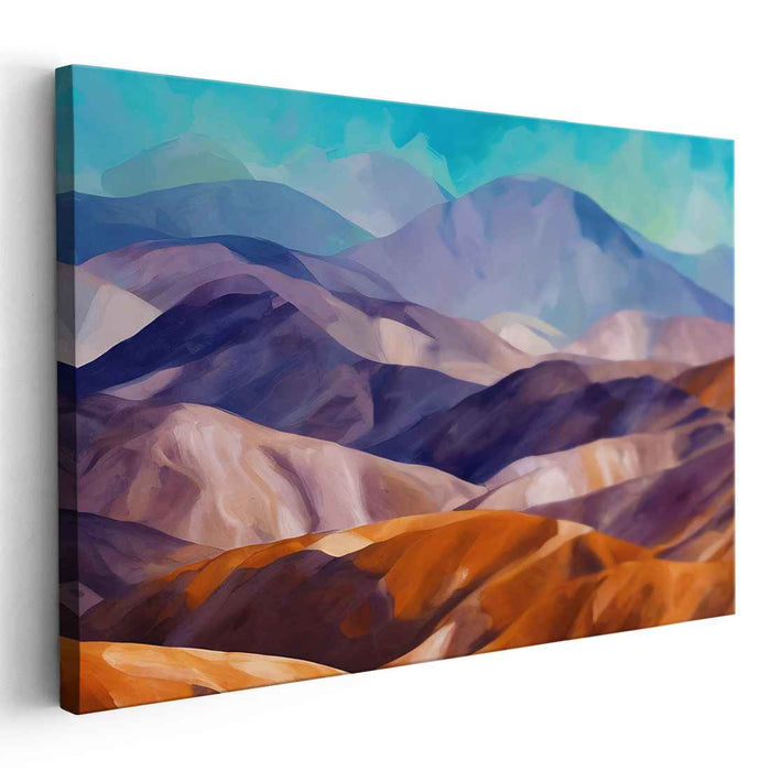 Chroma Peaks Dance Across Horizon: Colorful Abstract Mountain Landscape Canvas Art Print
