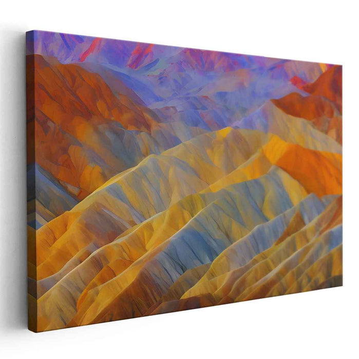 Blaze and Chill: Abstract Landscape in Fiery Oranges and Cool Blues