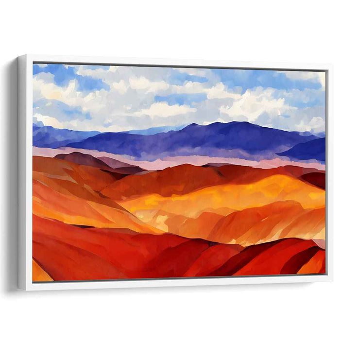 Rolling Tapestry Peaks: Impressionist Landscape of Vibrant Hills and Distant Mountains