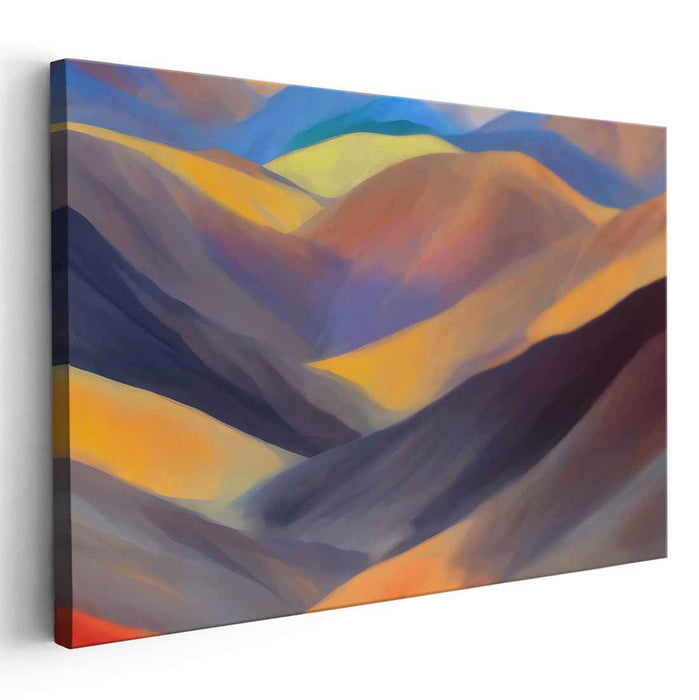 Colorful Echoes in the Meadow: Vibrant Hills and Valleys Canvas Art Print