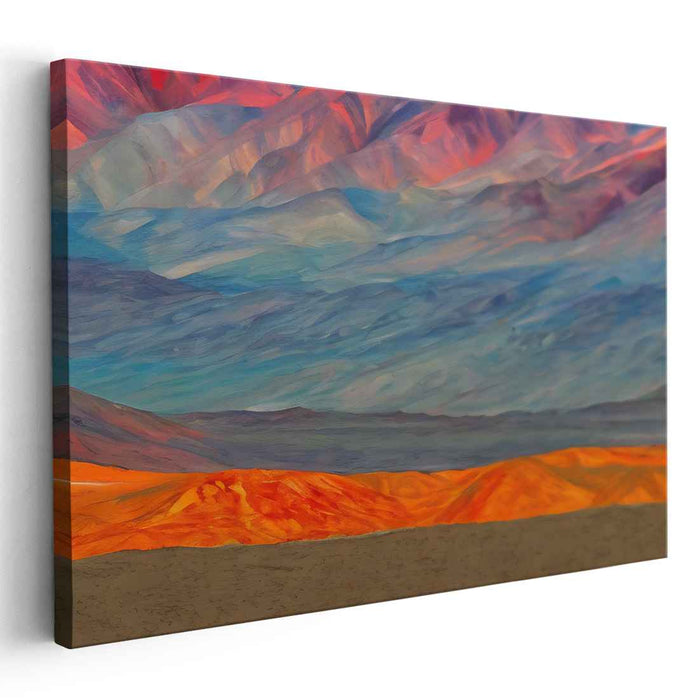 Heat Wave Cool Waters: Abstract Landscape of Fiery Oranges and Cool Blues