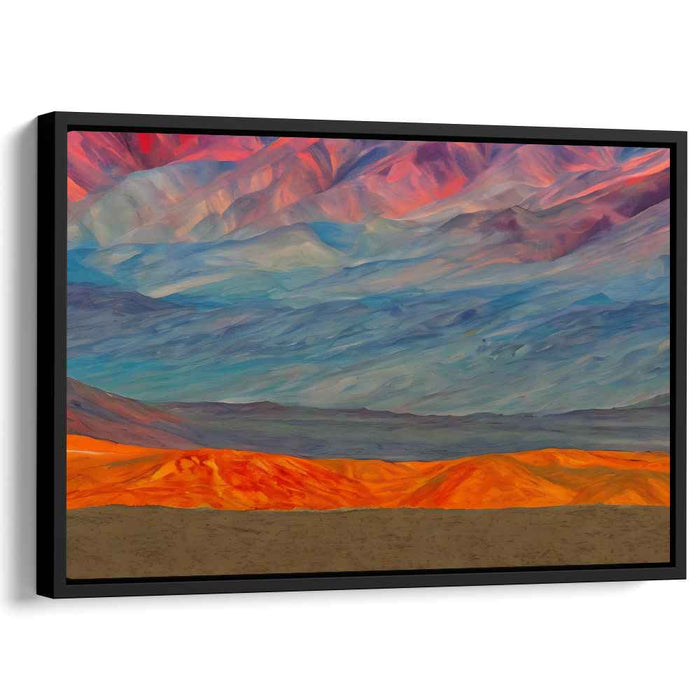 Heat Wave Cool Waters: Abstract Landscape of Fiery Oranges and Cool Blues