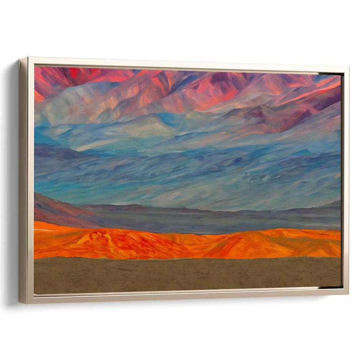 Heat Wave Cool Waters: Abstract Landscape of Fiery Oranges and Cool Blues