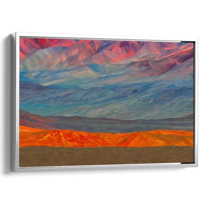 Heat Wave Cool Waters: Abstract Landscape of Fiery Oranges and Cool Blues