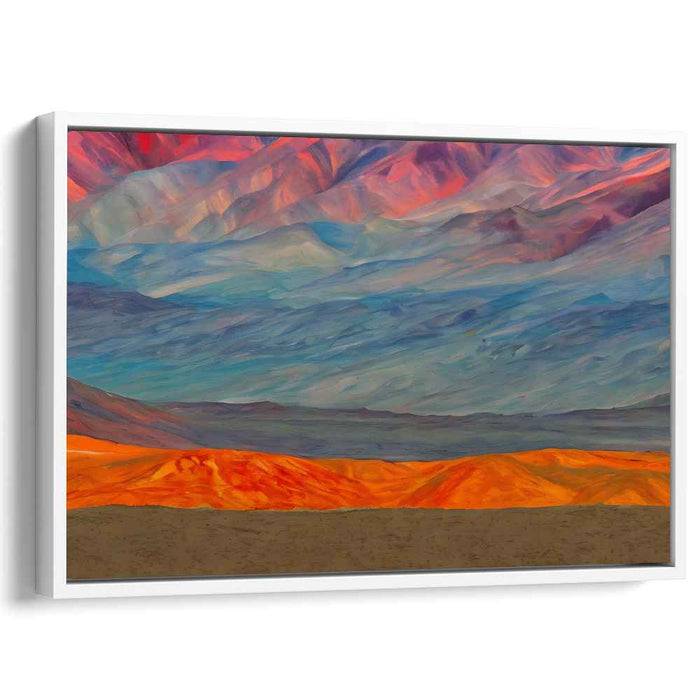 Heat Wave Cool Waters: Abstract Landscape of Fiery Oranges and Cool Blues