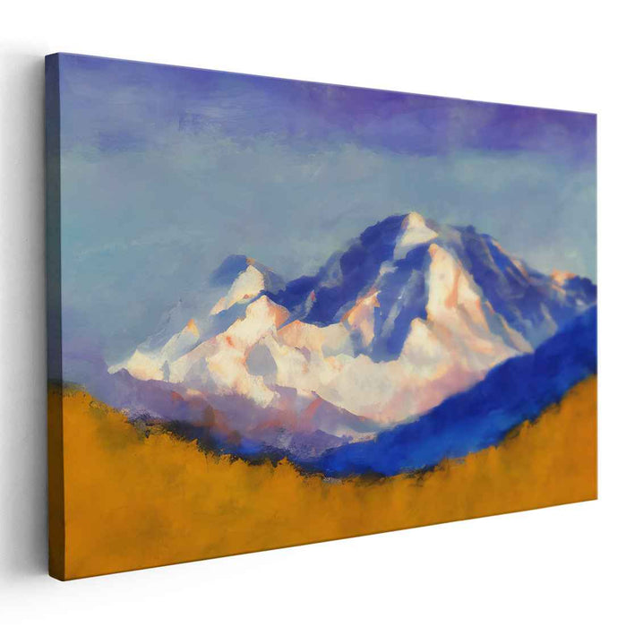 Majestic Mountaintops: Serene Snow-Capped Peaks Canvas Art Print