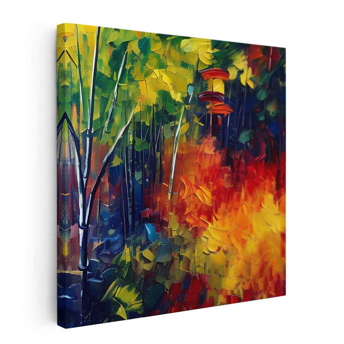 Canopy Cadence: Abstract Expressionist Woodland Canvas Art Print