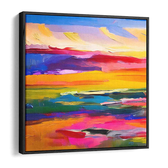 Dusk Horizon Abstraction: Abstract Sunset Landscape Canvas Art Print