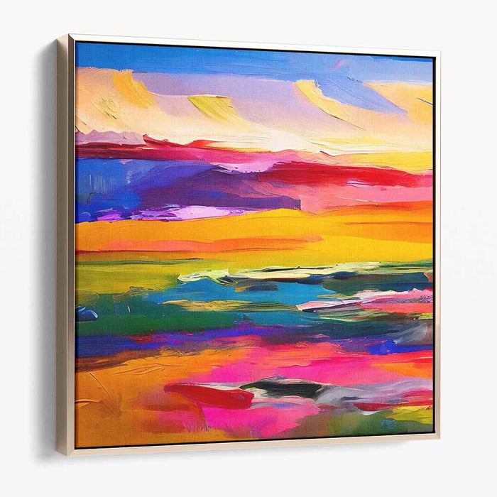 Dusk Horizon Abstraction: Abstract Sunset Landscape Canvas Art Print