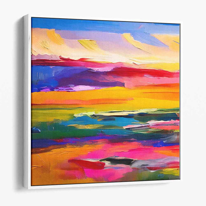 Dusk Horizon Abstraction: Abstract Sunset Landscape Canvas Art Print