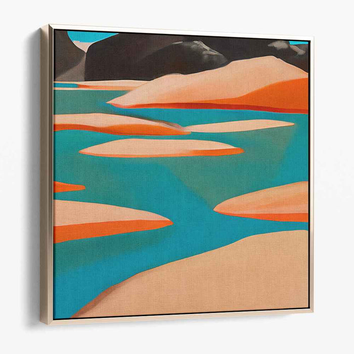Tango of Turquoise and Tangerine: Abstract Landscape in Turquoise and Orange