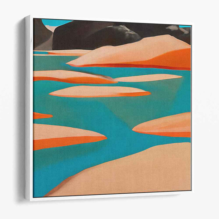 Tango of Turquoise and Tangerine: Abstract Landscape in Turquoise and Orange