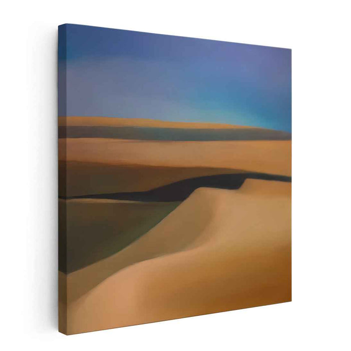 Serene Desert Waves: Tranquil Sand Dunes Under Azure Sky Canvas Art Print
