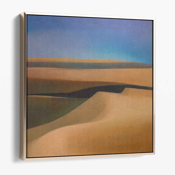 Serene Desert Waves: Tranquil Sand Dunes Under Azure Sky Canvas Art Print