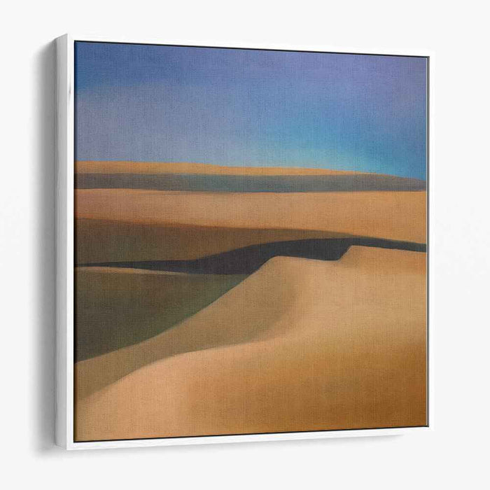 Serene Desert Waves: Tranquil Sand Dunes Under Azure Sky Canvas Art Print