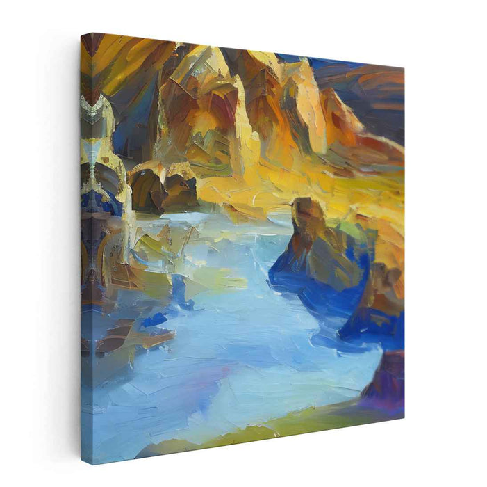 Ethereal Waterscapes Merge: Abstract Landscape with Serene Lake