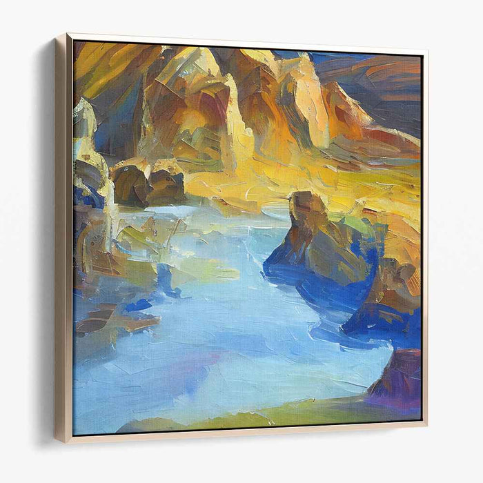 Ethereal Waterscapes Merge: Abstract Landscape with Serene Lake